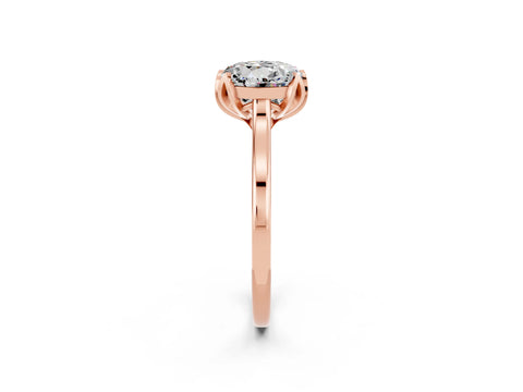 Rose gold Round Cut Moissanite Solitaire Ring with Flower Prong Setting and Classic Band_14