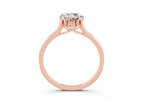 Rose gold Round Cut Moissanite Solitaire Ring with Flower Prong Setting and Classic Band_15