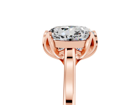 Rose gold Round Cut Moissanite Solitaire Ring with Flower Prong Setting and Classic Band_17