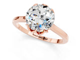 Rose gold Round Cut Moissanite Solitaire Ring with Flower Prong Setting and Classic Band_37