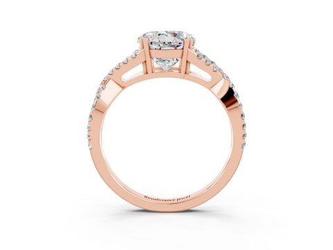 Rose gold Round Cut Moissanite Solitaire Ring with Four-Prong Setting and Twisted Pavé Band_3