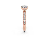 Rose gold Round Cut Moissanite Solitaire Ring with Pavé Accents and Four-Prong Setting_2