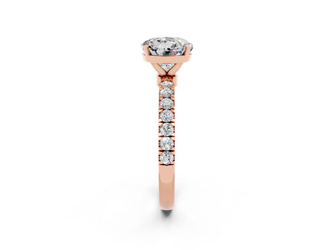 Rose gold Round Cut Moissanite Solitaire Ring with Pavé Accents and Four-Prong Setting_2