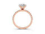 Rose gold Round Cut Moissanite Solitaire Ring with Pavé Accents and Four-Prong Setting_3