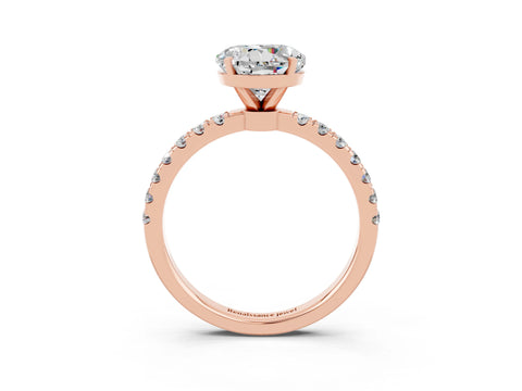 Rose gold Round Cut Moissanite Solitaire Ring with Pavé Accents and Four-Prong Setting_3