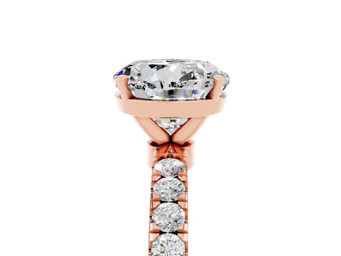Rose gold Round Cut Moissanite Solitaire Ring with Pavé Accents and Four-Prong Setting_5