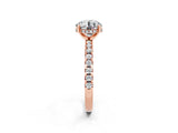 Rose gold Round Cut Moissanite Solitaire Ring with Pavé Band and Four-Prong Setting_14