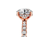 Rose gold Round Cut Moissanite Solitaire Ring with Pavé Band and Four-Prong Setting_17