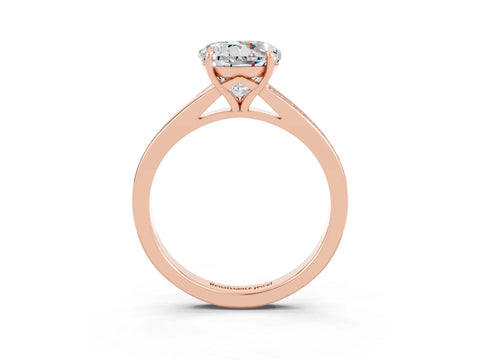 Rose gold Round Cut Moissanite Solitaire Ring with Pavé Band and Prong Setting_15