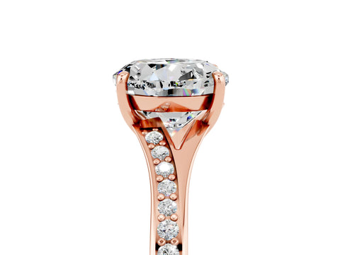 Rose gold Round Cut Moissanite Solitaire Ring with Pavé Band and Prong Setting_5