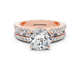Rose gold Round Cut Moissanite Solitaire Ring with Pavé and Channel Set Band_24