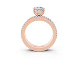 Rose gold Round Cut Moissanite Solitaire Ring with Pavé and Channel Set Band_27