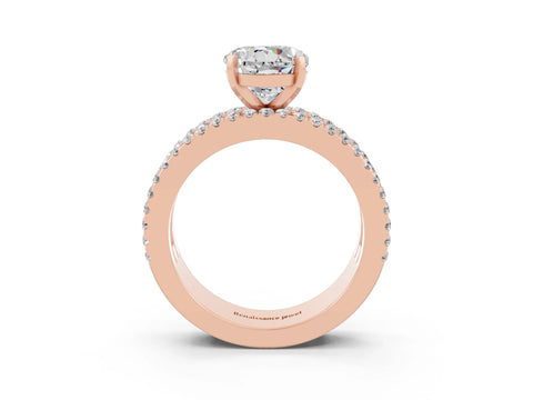 Rose gold Round Cut Moissanite Solitaire Ring with Pavé and Channel Set Band_27