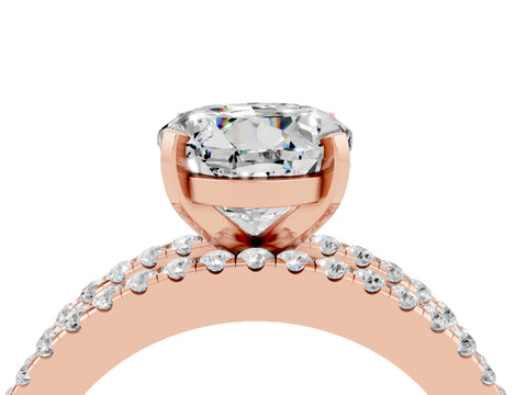 Rose gold Round Cut Moissanite Solitaire Ring with Pavé and Channel Set Band_28