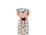 Rose gold Round Cut Moissanite Solitaire Ring with Pavé and Channel Set Band_29