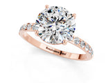 Rose gold Round Cut Moissanite Solitaire Ring with Pave Band and Four Prong Setting_13