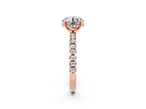 Rose gold Round Cut Moissanite Solitaire Ring with Round  Pavé Band and Four-Prong Setting_38