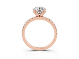 Rose gold Round Cut Moissanite Solitaire Ring with Round  Pavé Band and Four-Prong Setting_39
