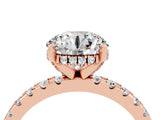 Rose gold Round Cut Moissanite Solitaire Ring with Round  Pavé Band and Four-Prong Setting_40