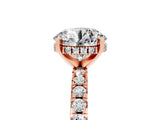 Rose gold Round Cut Moissanite Solitaire Ring with Round  Pavé Band and Four-Prong Setting_41