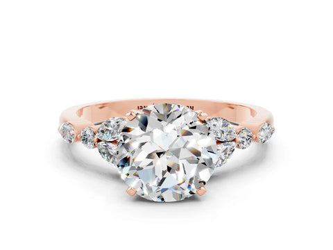 Rose gold Round Cut Moissanite Solitaire Ring with Side Stones and Four-Prong Setting_12