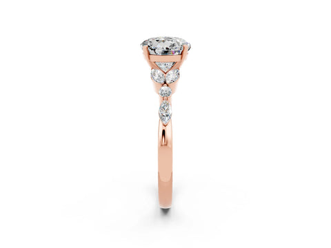 Rose gold Round Cut Moissanite Solitaire Ring with Side Stones and Four-Prong Setting_14