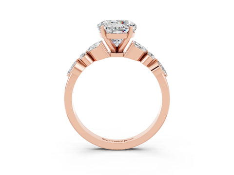 Rose gold Round Cut Moissanite Solitaire Ring with Side Stones and Four-Prong Setting_15