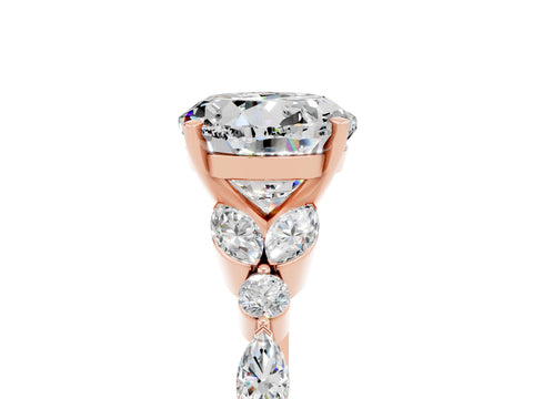 Rose gold Round Cut Moissanite Solitaire Ring with Side Stones and Four-Prong Setting_17