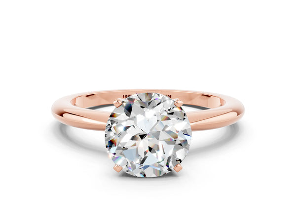 Rose gold Round Cut Moissanite Solitaire Ring with Six-Prong Setting and Classic Band