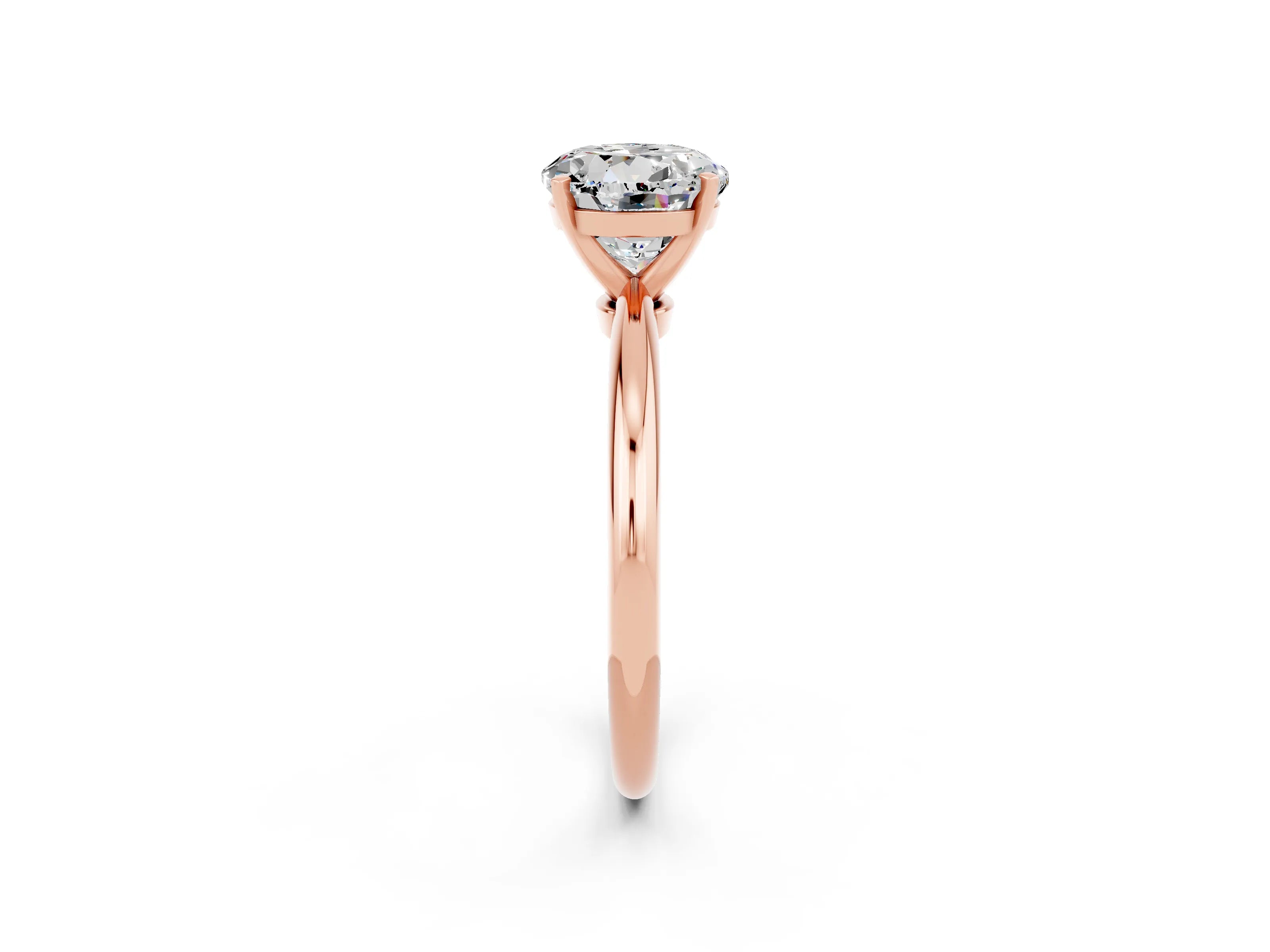 Rose gold Round Cut Moissanite Solitaire Ring with Six-Prong Setting and Classic Band_2