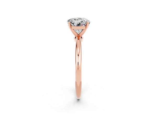 Rose gold Round Cut Moissanite Solitaire Ring with Six-Prong Setting and Classic Band