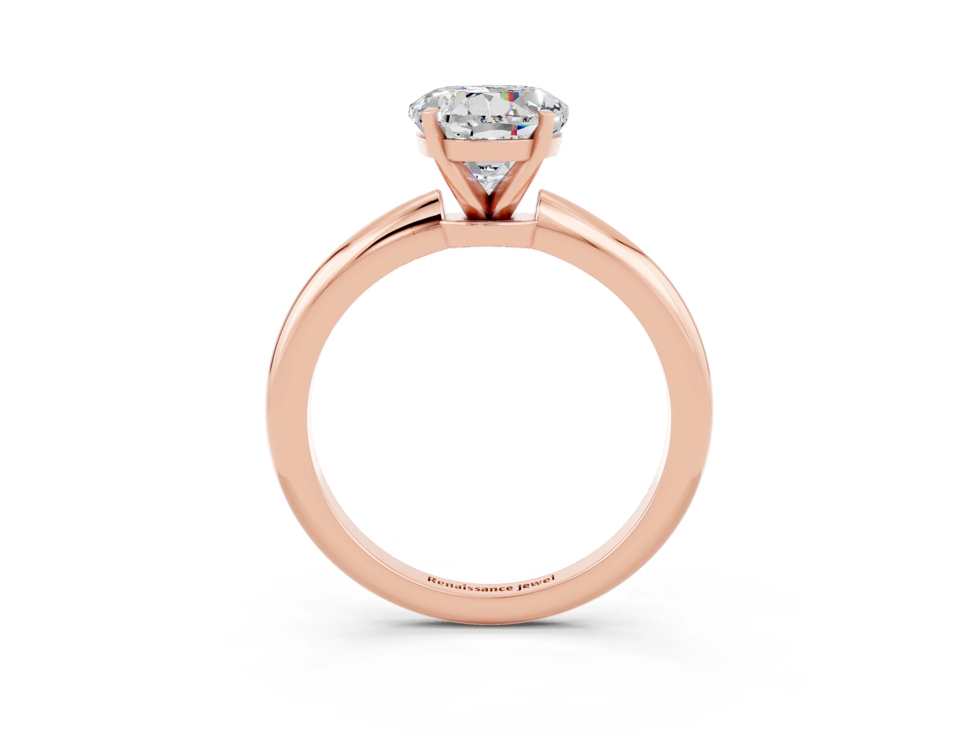 Rose gold Round Cut Moissanite Solitaire Ring with Six-Prong Setting and Classic Band_3