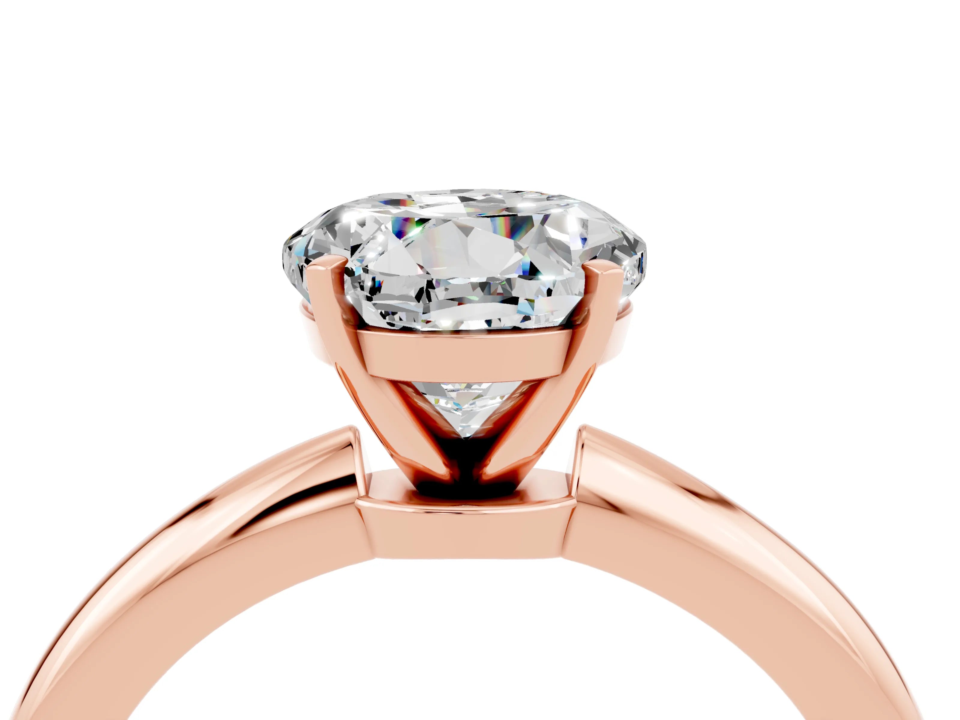 Rose gold Round Cut Moissanite Solitaire Ring with Six-Prong Setting and Classic Band_4