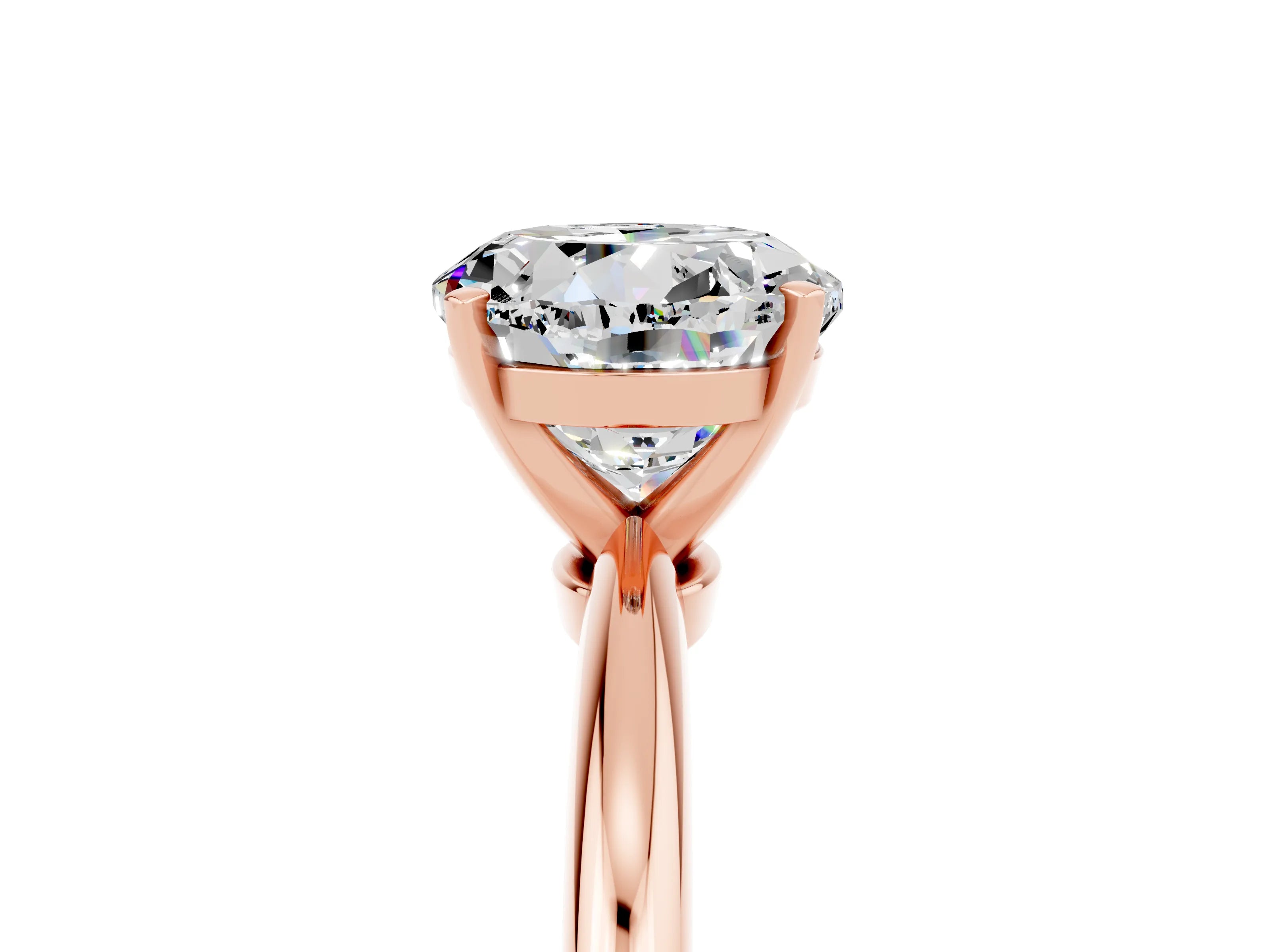 Rose gold Round Cut Moissanite Solitaire Ring with Six-Prong Setting and Classic Band_5