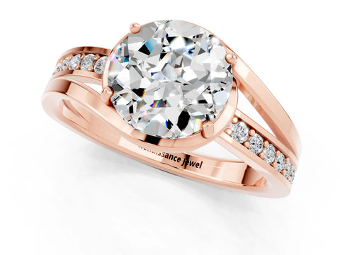 Rose gold Round Cut Moissanite Solitaire Ring with Split Shank and Prong Setting_1