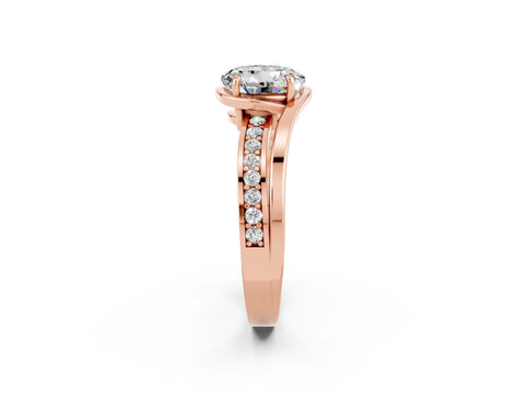 Rose gold Round Cut Moissanite Solitaire Ring with Split Shank and Prong Setting_2