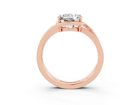 Rose gold Round Cut Moissanite Solitaire Ring with Split Shank and Prong Setting_3