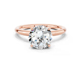 Rose gold Round Cut Moissanite Solitaire Ring with Thin Band and Four-Prong Setting_12