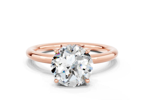 Rose gold Round Cut Moissanite Solitaire Ring with Thin Band and Four-Prong Setting_12