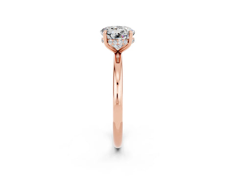 Rose gold Round Cut Moissanite Solitaire Ring with Thin Band and Four-Prong Setting_14