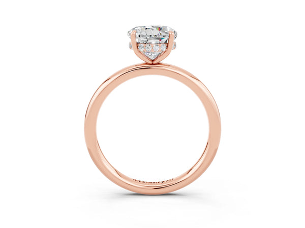 Rose gold Round Cut Moissanite Solitaire Ring with Thin Band and Four-Prong Setting