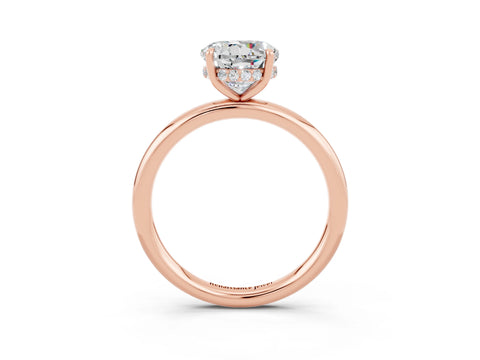 Rose gold Round Cut Moissanite Solitaire Ring with Thin Band and Four-Prong Setting_15
