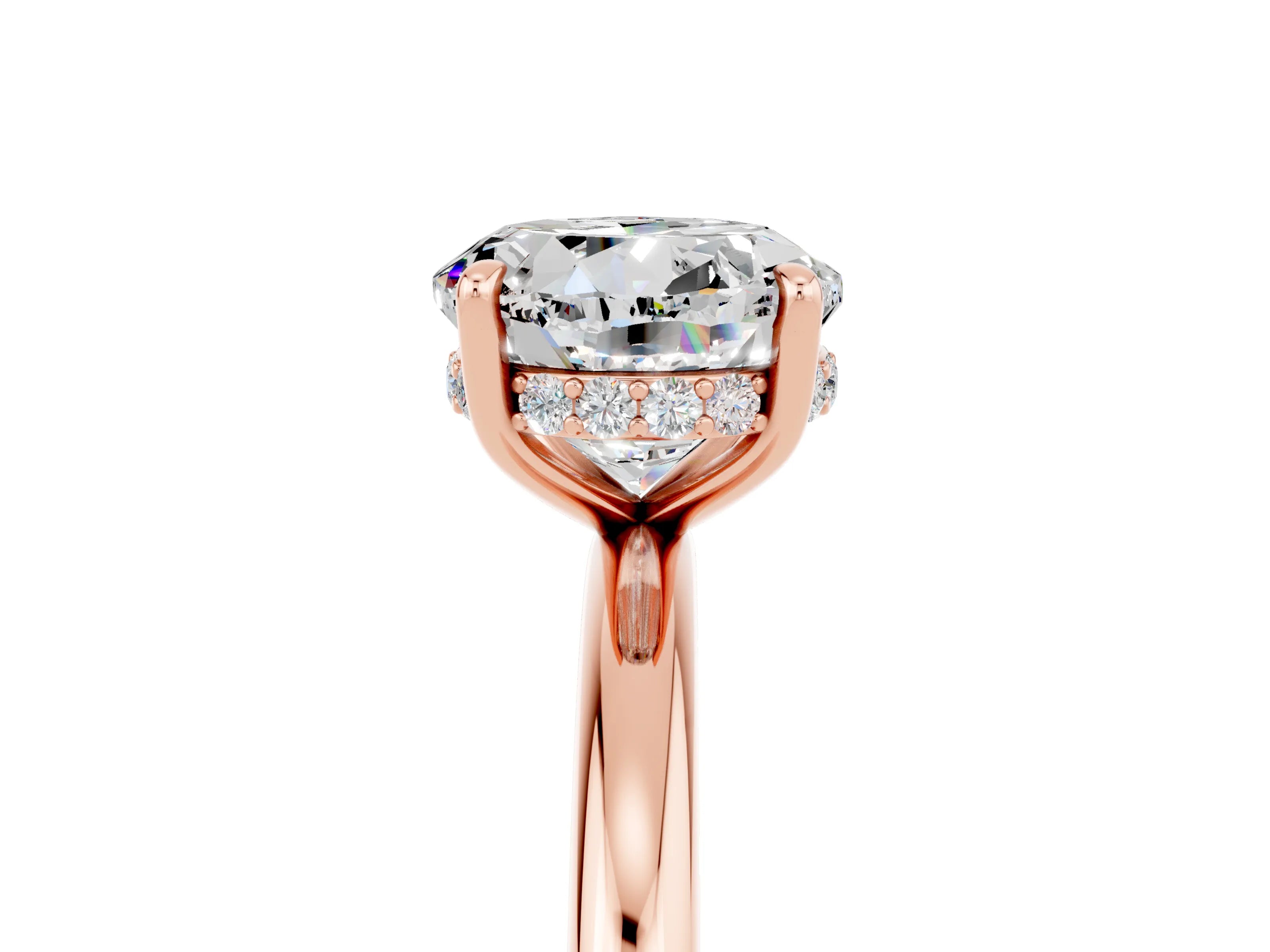 Rose gold Round Cut Moissanite Solitaire Ring with Thin Band and Four-Prong Setting_17