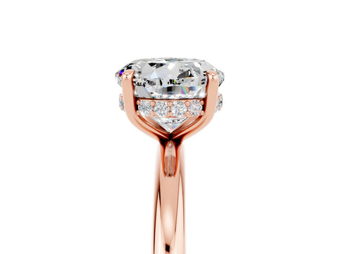 Rose gold Round Cut Moissanite Solitaire Ring with Thin Band and Four-Prong Setting_17