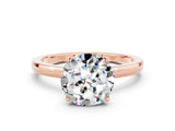Rose gold Round Cut Moissanite Solitaire Ring with Thin Band and Prong Setting_12