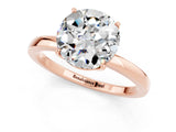 Rose gold Round Cut Moissanite Solitaire Ring with Thin Band and Prong Setting_13
