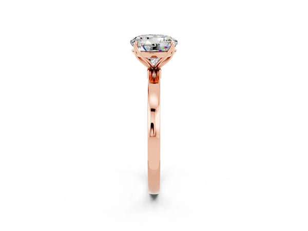 Rose gold Round Cut Moissanite Solitaire Ring with Thin Band and Prong Setting