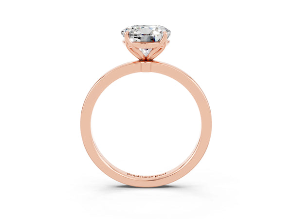 Rose gold Round Cut Moissanite Solitaire Ring with Thin Band and Prong Setting