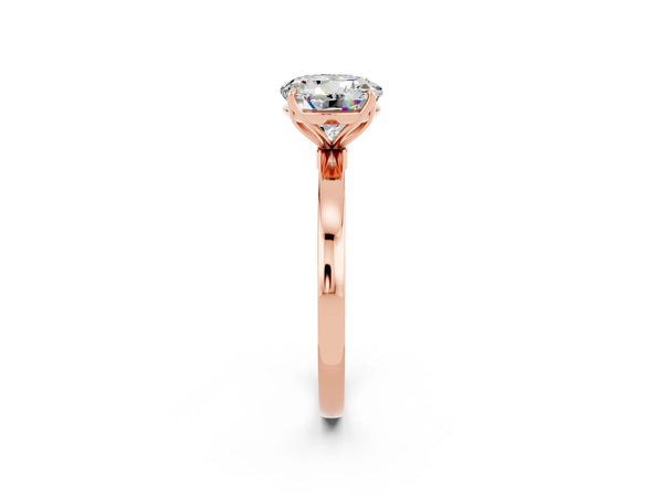 Rose gold Round Cut Moissanite Solitaire Ring with Thin Band and Prong Setting
