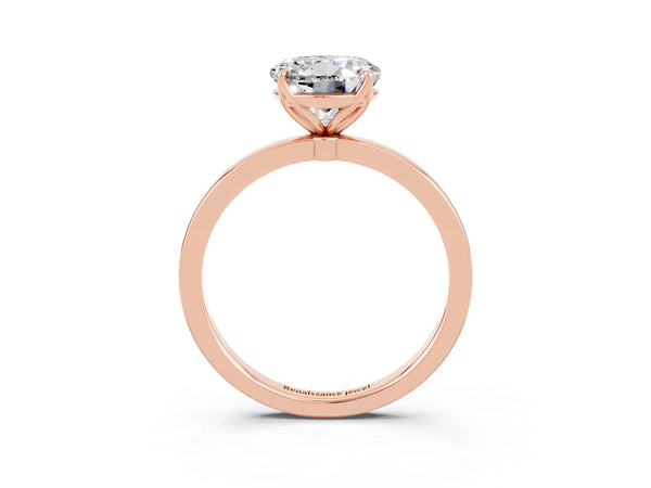 Rose gold Round Cut Moissanite Solitaire Ring with Thin Band and Prong Setting